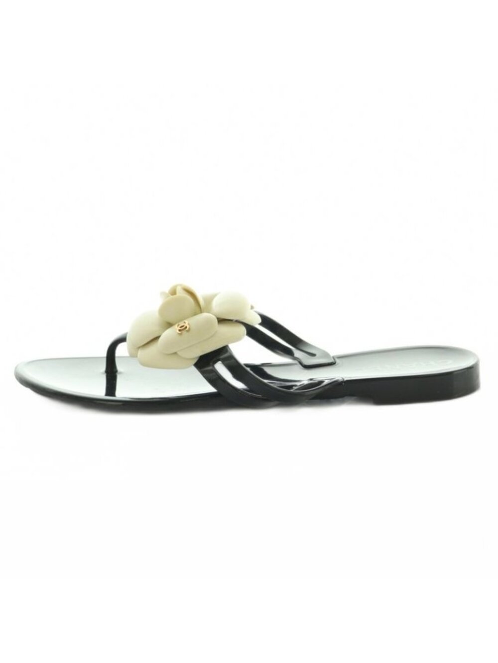 Chanel Camellia Thong Sandals 36 23.0 cm Black - Picture 2 of 9